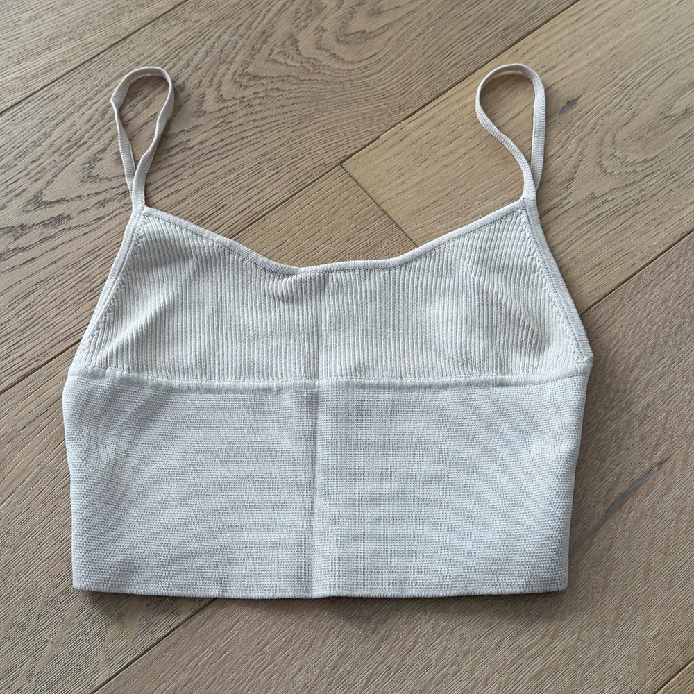 Et Clet Beige Ribbed Cropped Tank Small